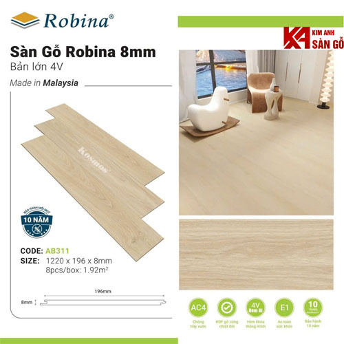 Sàn Gỗ Công Nghiệp Robina 8mm AB311